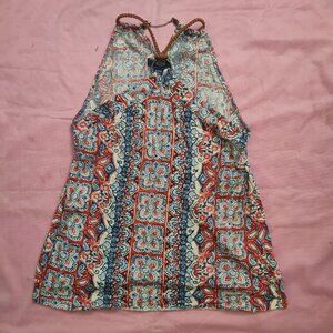 CHAPS DENIM Floral Sleeveless Halter Top Size XL